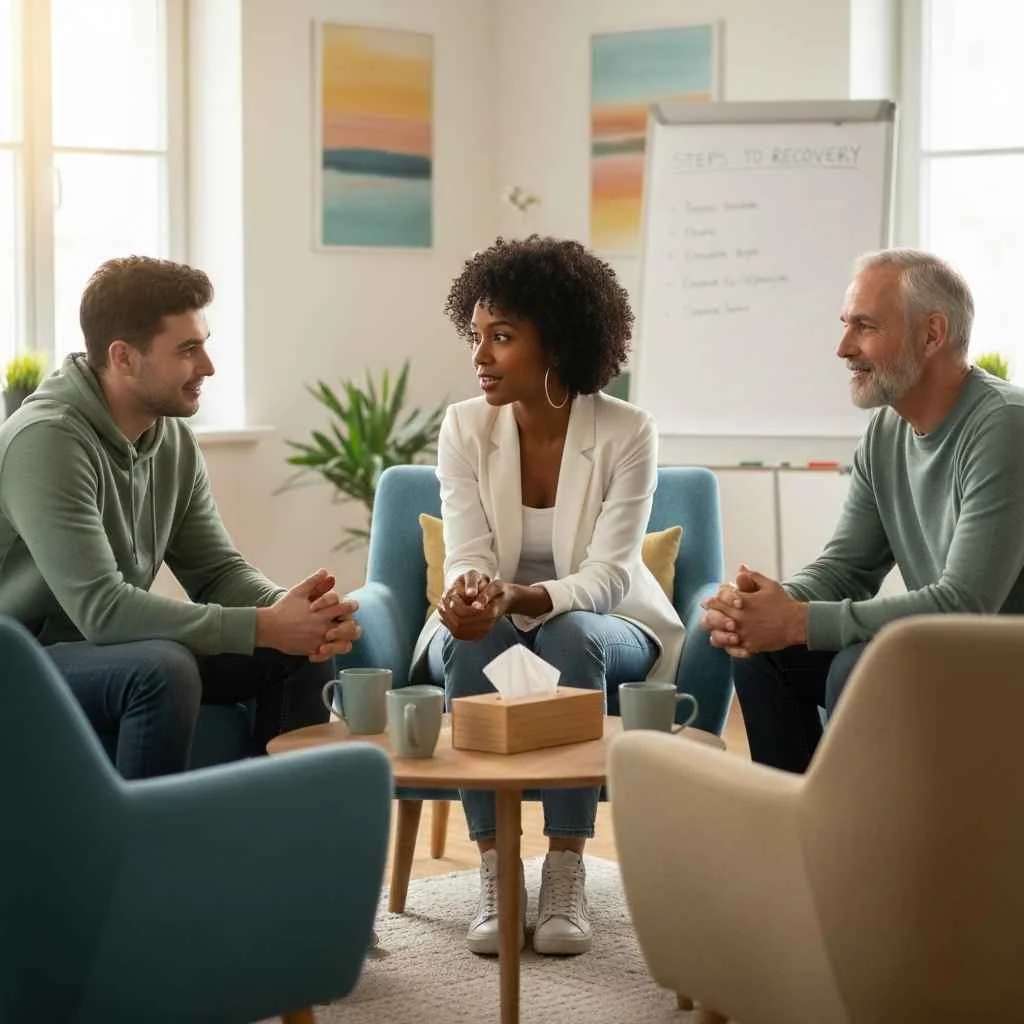  peer mentor talking with a recovering individual