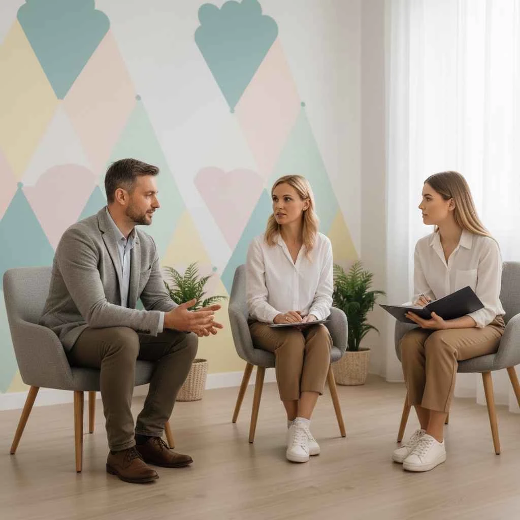 adult in a counseling session discussing goals