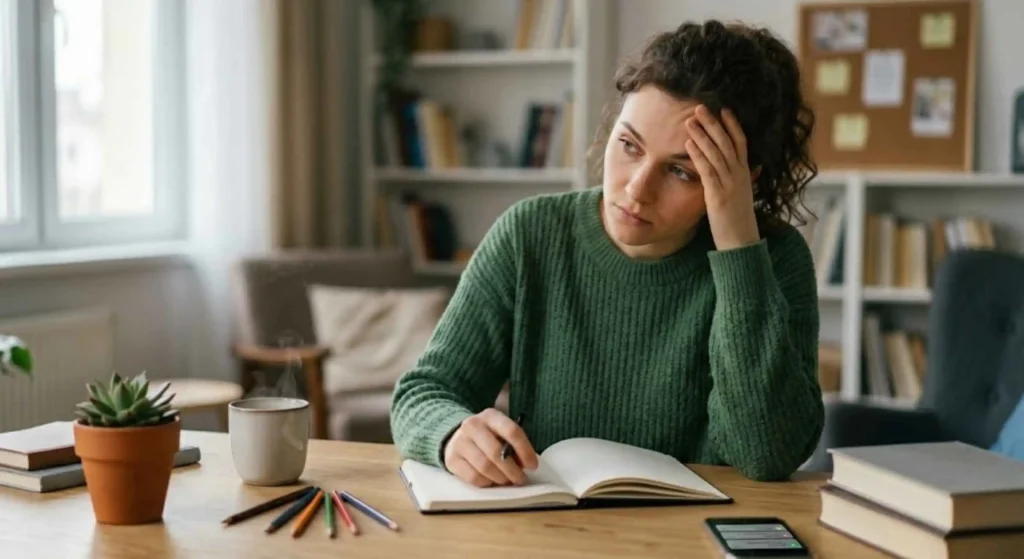 person working but feeling distracted