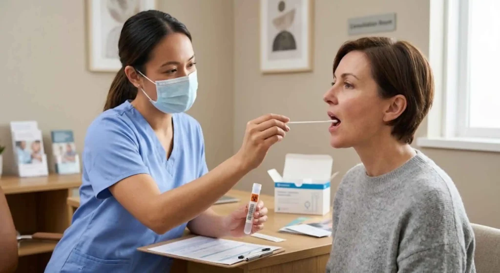 Genetic testing cheek swab sample collection for mental health care