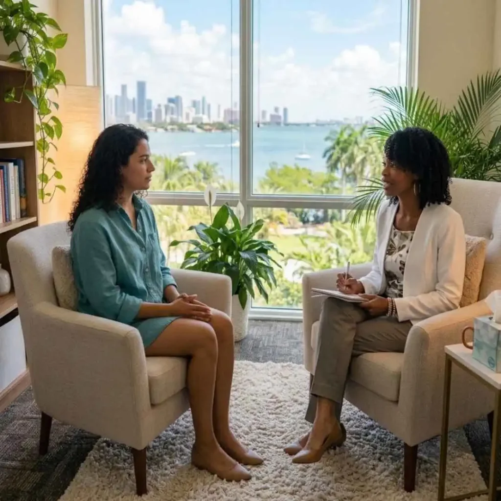 Psychological services session with a therapist and client in Miami